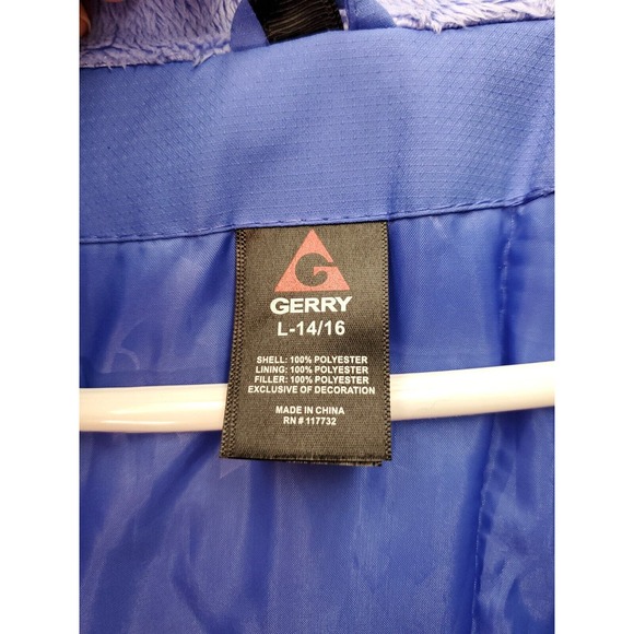 Gerry Winter Coat Girls Large Periwinkk Long Sleeve Pockets Hooded Full Zip Logo - Picture 11 of 13